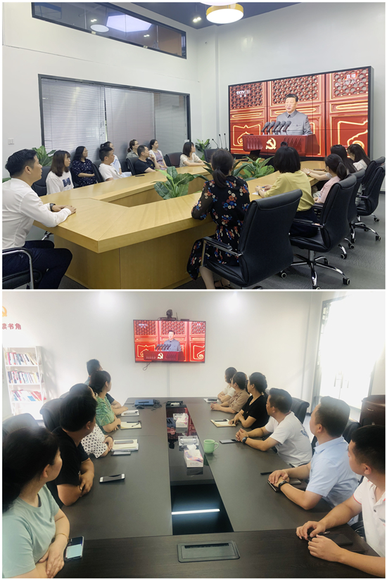 mg冰球突破文创集团组织收看中国共产党成立100周年庆祝大会
